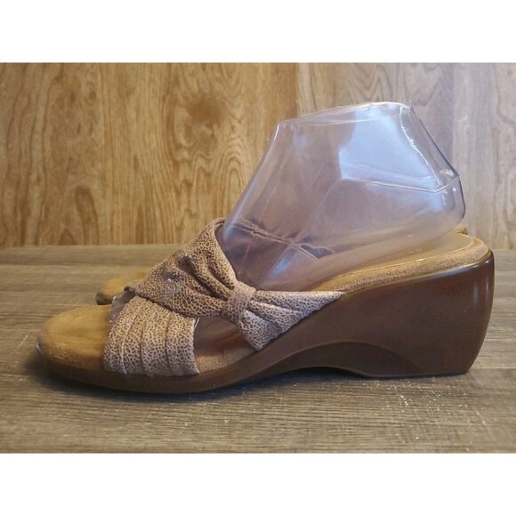 Aerosoles On Deck Wedge Slide Sandals Womens Size 9 Brown - Picture 3 of 12